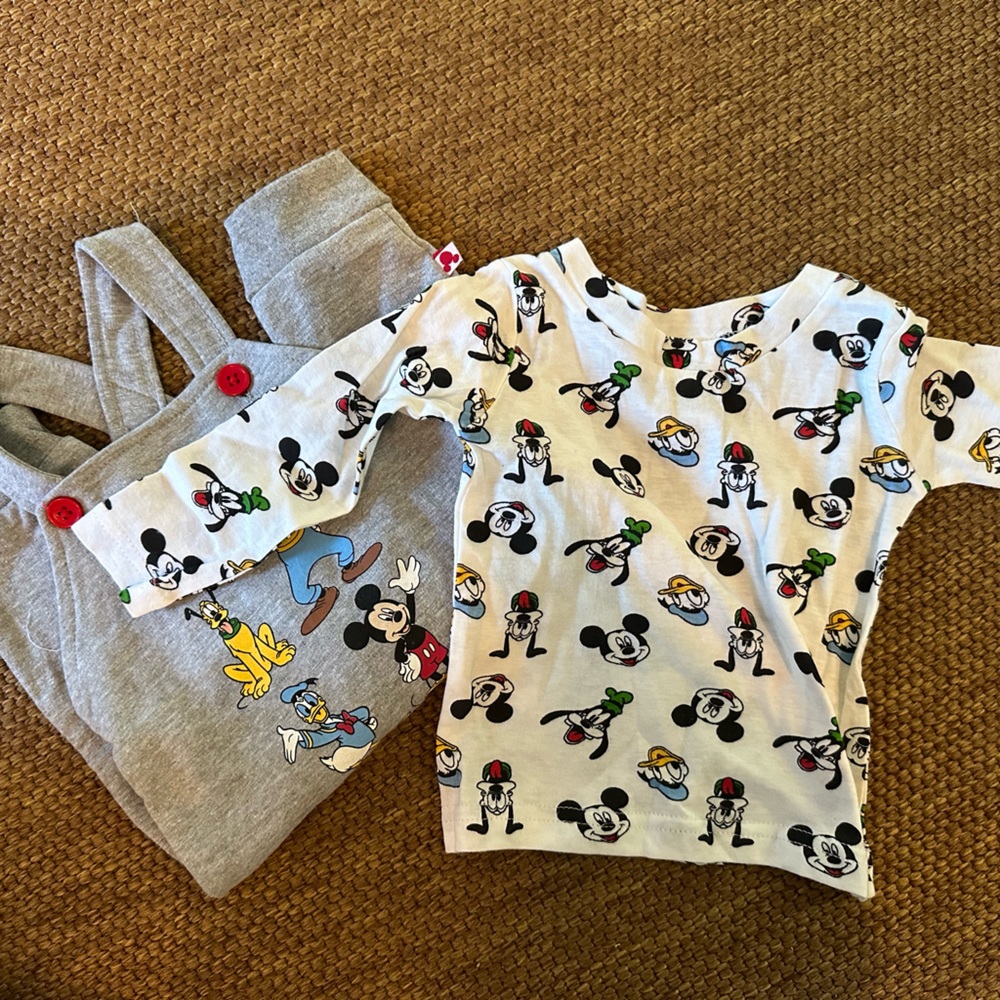 Disney overall & shirt set